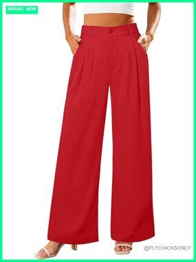 High Waisted Wide Leg Pants with Pockets for Work